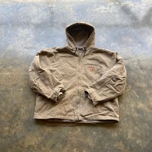 Vintage Y2K Tan Carhartt Hooded Detroit Jacket Size XXXL